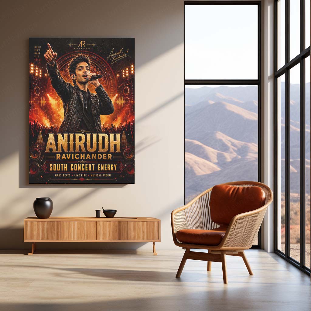 Anirudh Ravichander – South Concert Energy | Premium Metal Poster | Tamil Music Icon Wall Art by TurtleWings