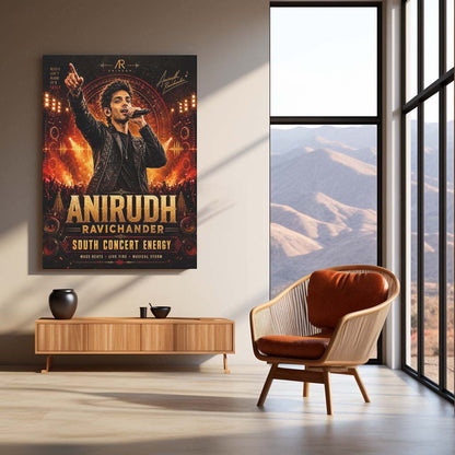 Anirudh Ravichander – South Concert Energy | Premium Metal Poster | Tamil Music Icon Wall Art by TurtleWings