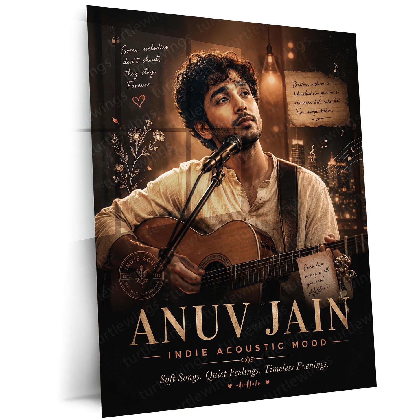 Anuv Jain – Indie Acoustic Mood | Premium Metal Poster | Soulful Singer Wall Art by TurtleWings