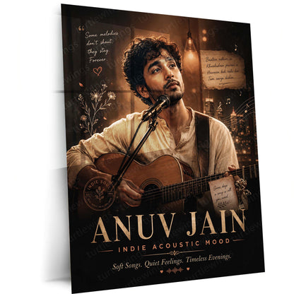 Anuv Jain – Indie Acoustic Mood | Premium Metal Poster | Soulful Singer Wall Art by TurtleWings