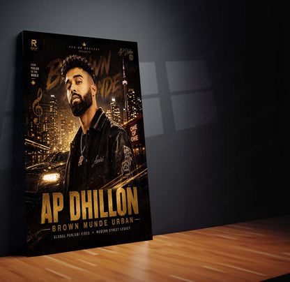 AP Dhillon – Brown Munde Urban | Premium Metal Poster | Punjabi Music Icon Wall Art by TurtleWings