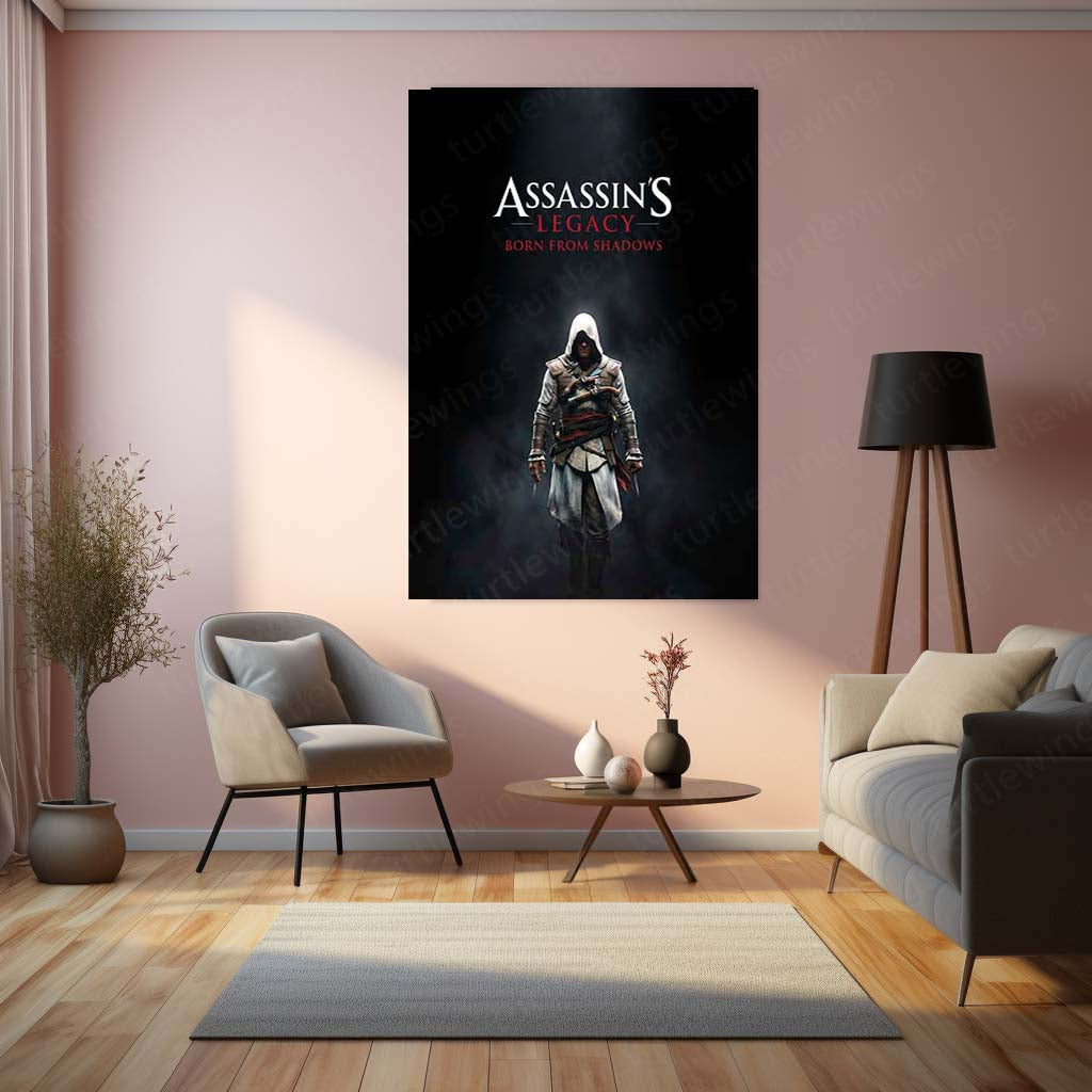 Game Metal Poster | Assassin’s Creed Metal Poster | Assassin’s Legacy Born From Shadows Wall Art | Iconic Gaming Metal Frame