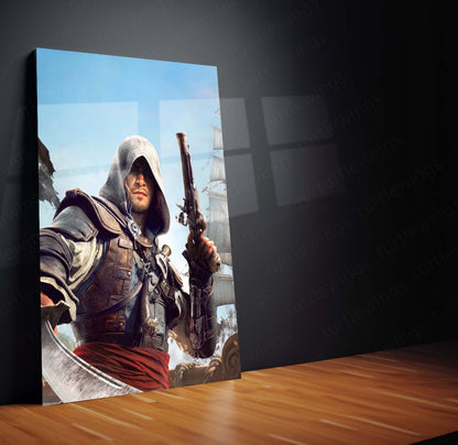 Gaming Metal Poster Set of 3 | Assassin's Creed IV: Black Flag Triptych Wall Art