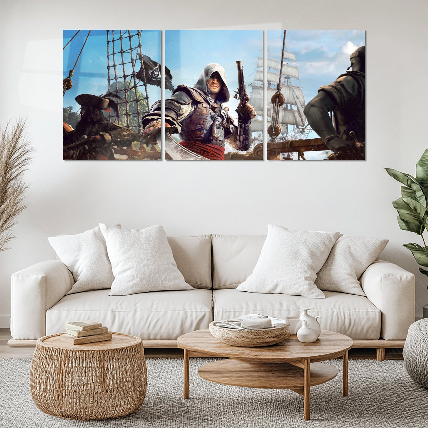 Gaming Metal Poster Set of 3 | Assassin's Creed IV: Black Flag Triptych Wall Art