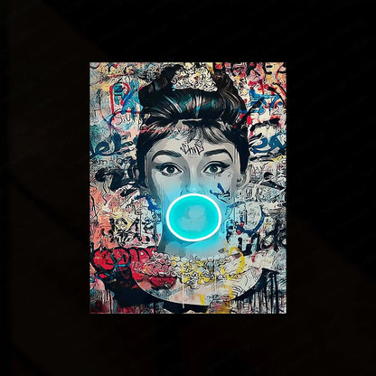 Audrey Hepburn Bubble Neon LED Metal Frame - Iconic Elegance with a Modern Twist - TURTLEWINGS