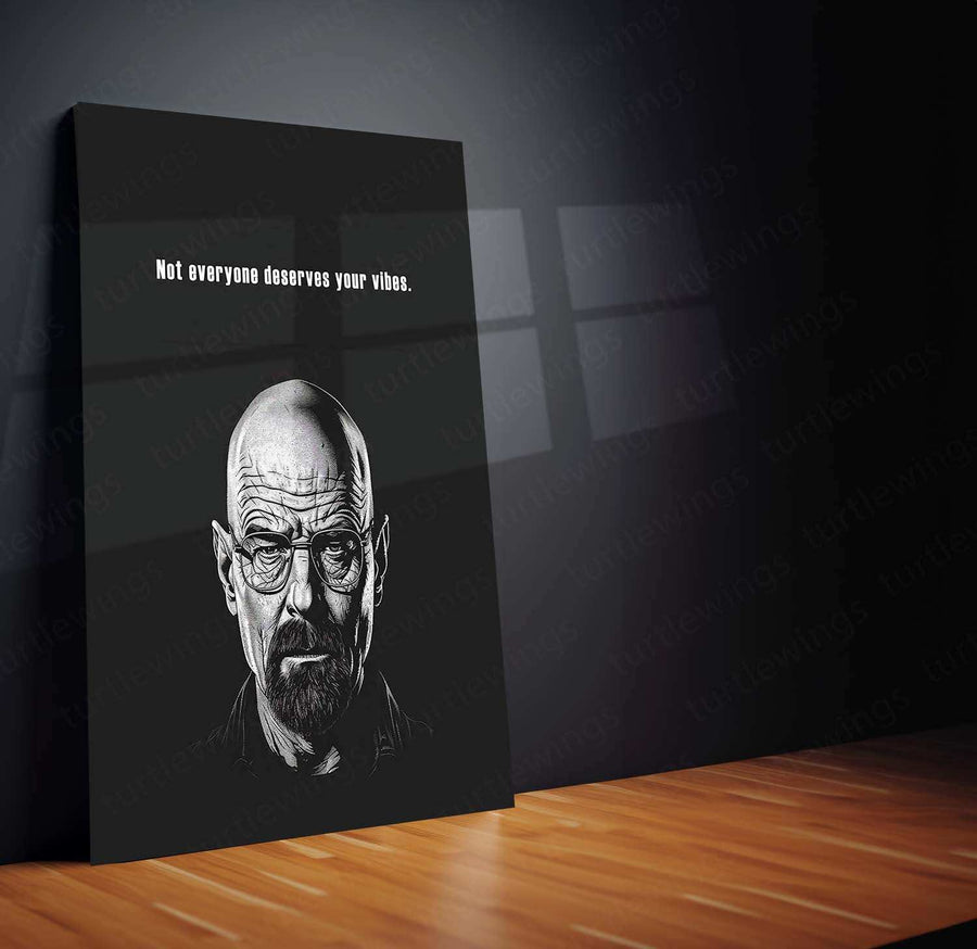Simple Line Art of Walter White – Black Background Minimalist Artwork