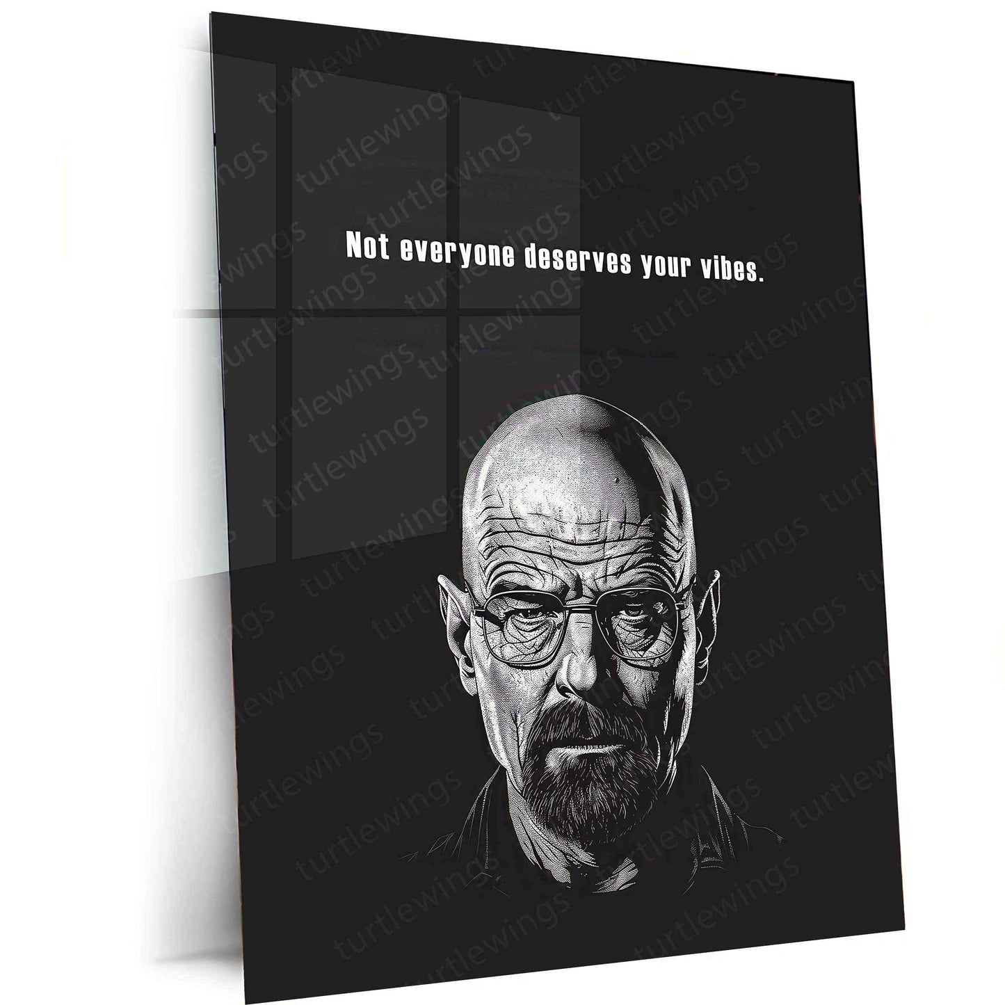 Simple Line Art of Walter White – Black Background Minimalist Artwork - TURTLEWINGS