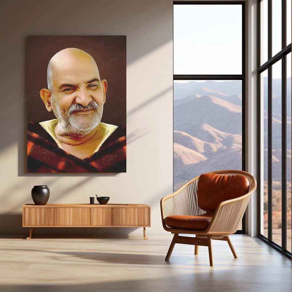Neem Karoli Baba Metal Frame - A Divine Tribute 1 - TURTLEWINGS