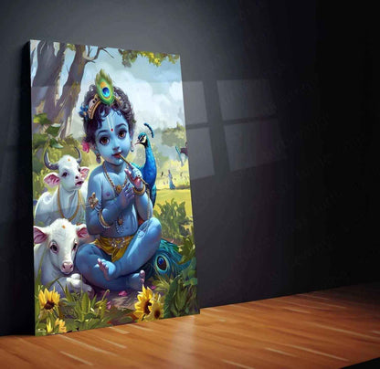 Baby Krishna Metal Poster – Divine and Adorable Hindu Art | Spiritual Wall Decor 2 - TURTLEWINGS
