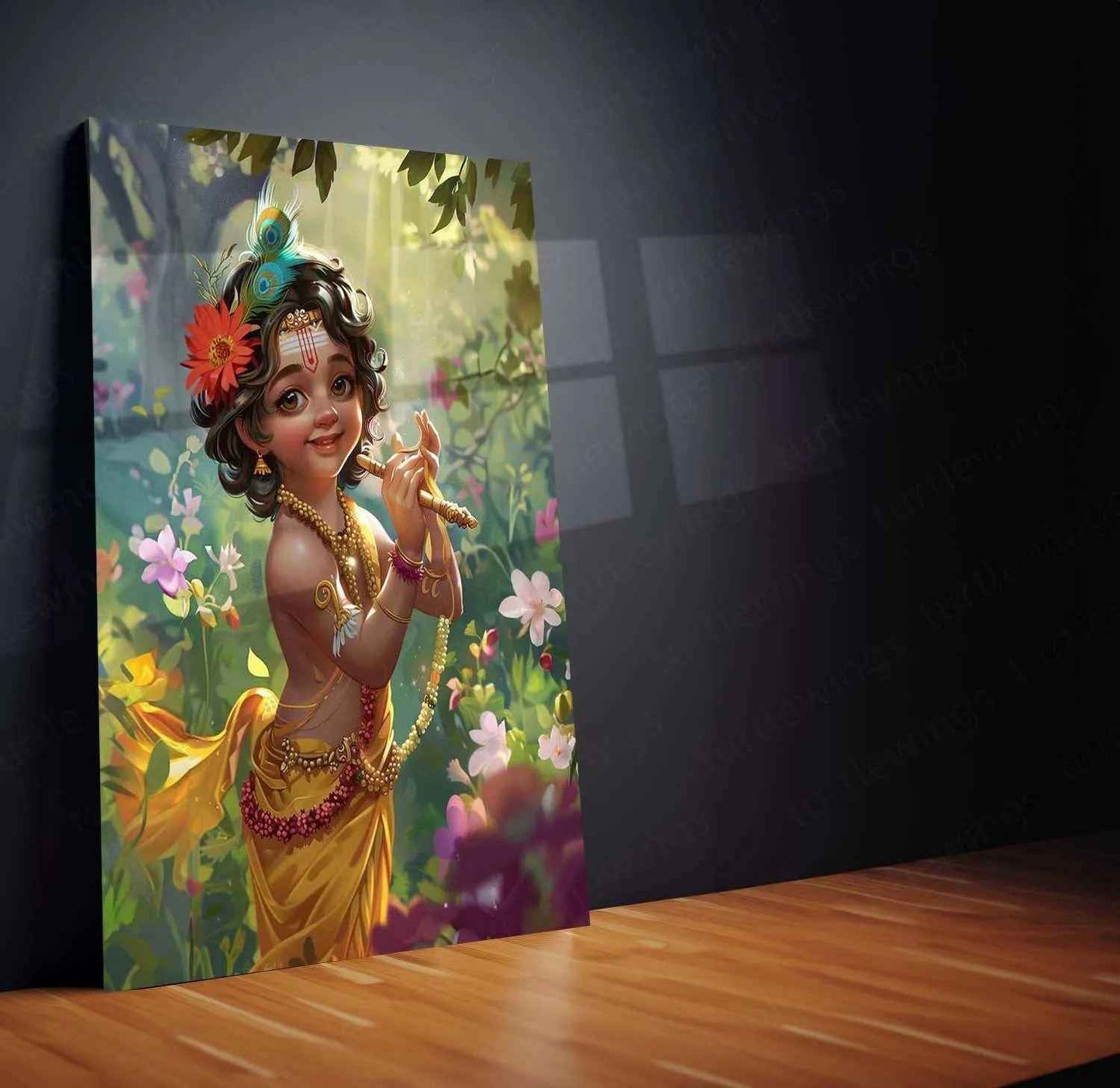 Baby Krishna Metal Poster – Divine and Adorable Hindu Art | Spiritual Wall Decor 3 - TURTLEWINGS