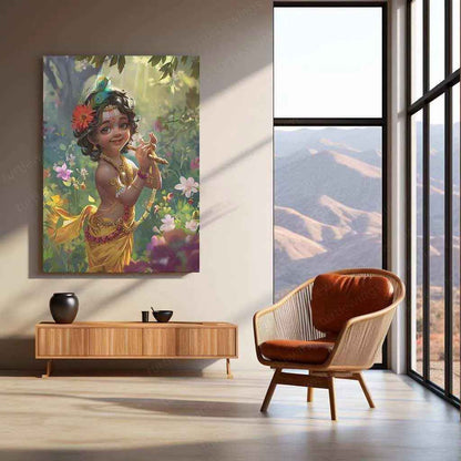 Baby Krishna Metal Poster – Divine and Adorable Hindu Art | Spiritual Wall Decor 3 - TURTLEWINGS
