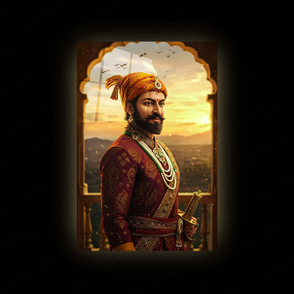 Chhatrapati Shivaji Maharaj Metal Frame | Warrior King Wall Art | Metal Frame 12 - TURTLEWINGS