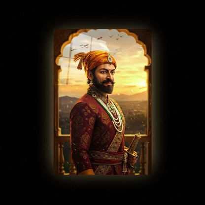 Chhatrapati Shivaji Maharaj Metal Frame | Warrior King Wall Art | Metal Frame 12 - TURTLEWINGS