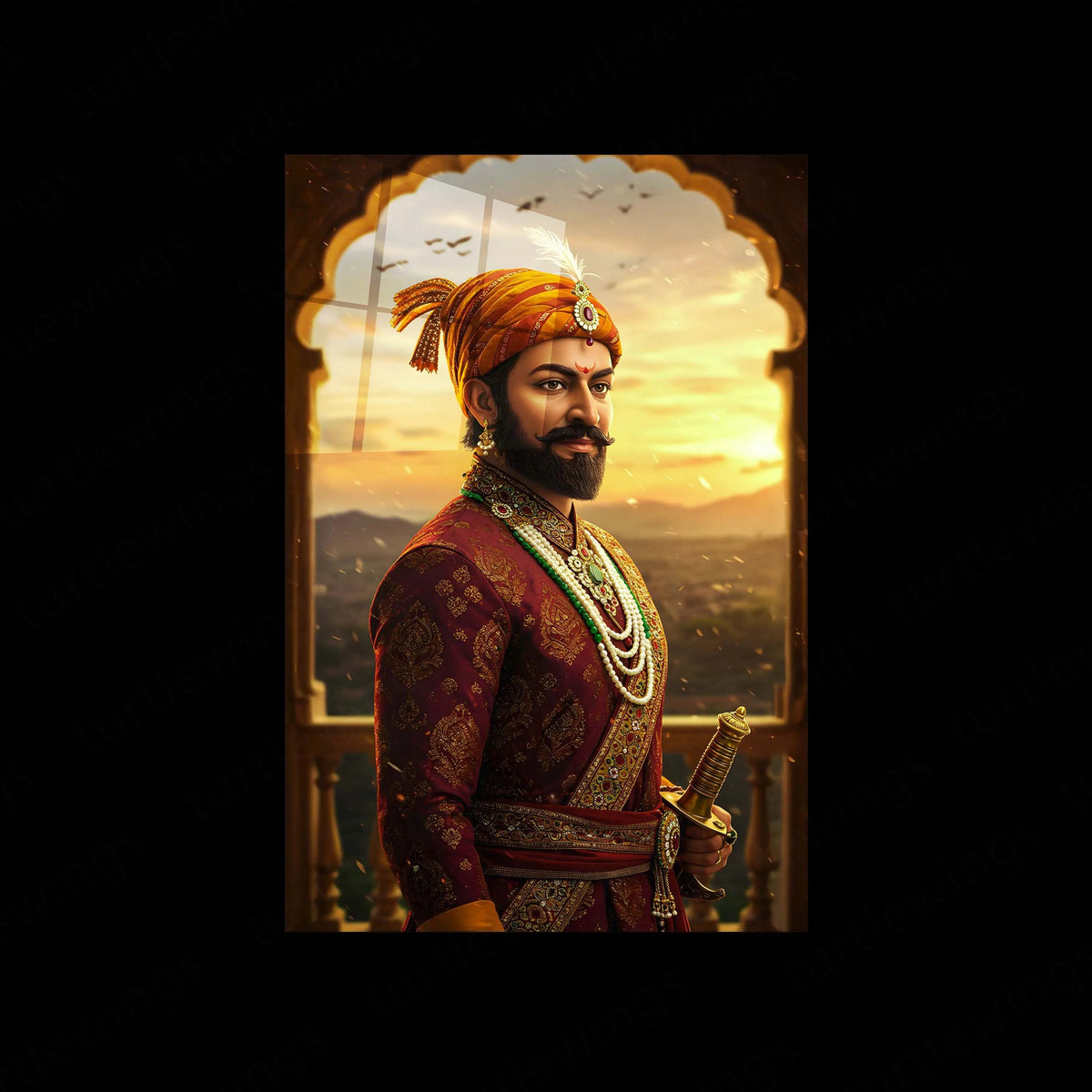 Chhatrapati Shivaji Maharaj Metal Frame | Warrior King Wall Art | Metal Frame 12 - TURTLEWINGS