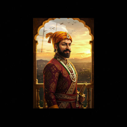 Chhatrapati Shivaji Maharaj Metal Frame | Warrior King Wall Art | Metal Frame 12 - TURTLEWINGS