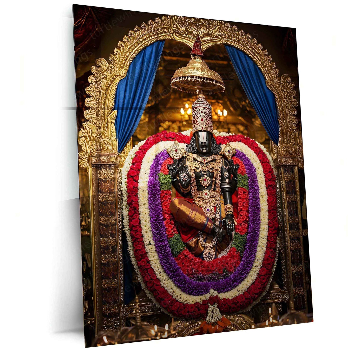 Tirupati Balaji Metal Frame II Divine Wall Art for Spiritual Home Decor - TURTLEWINGS