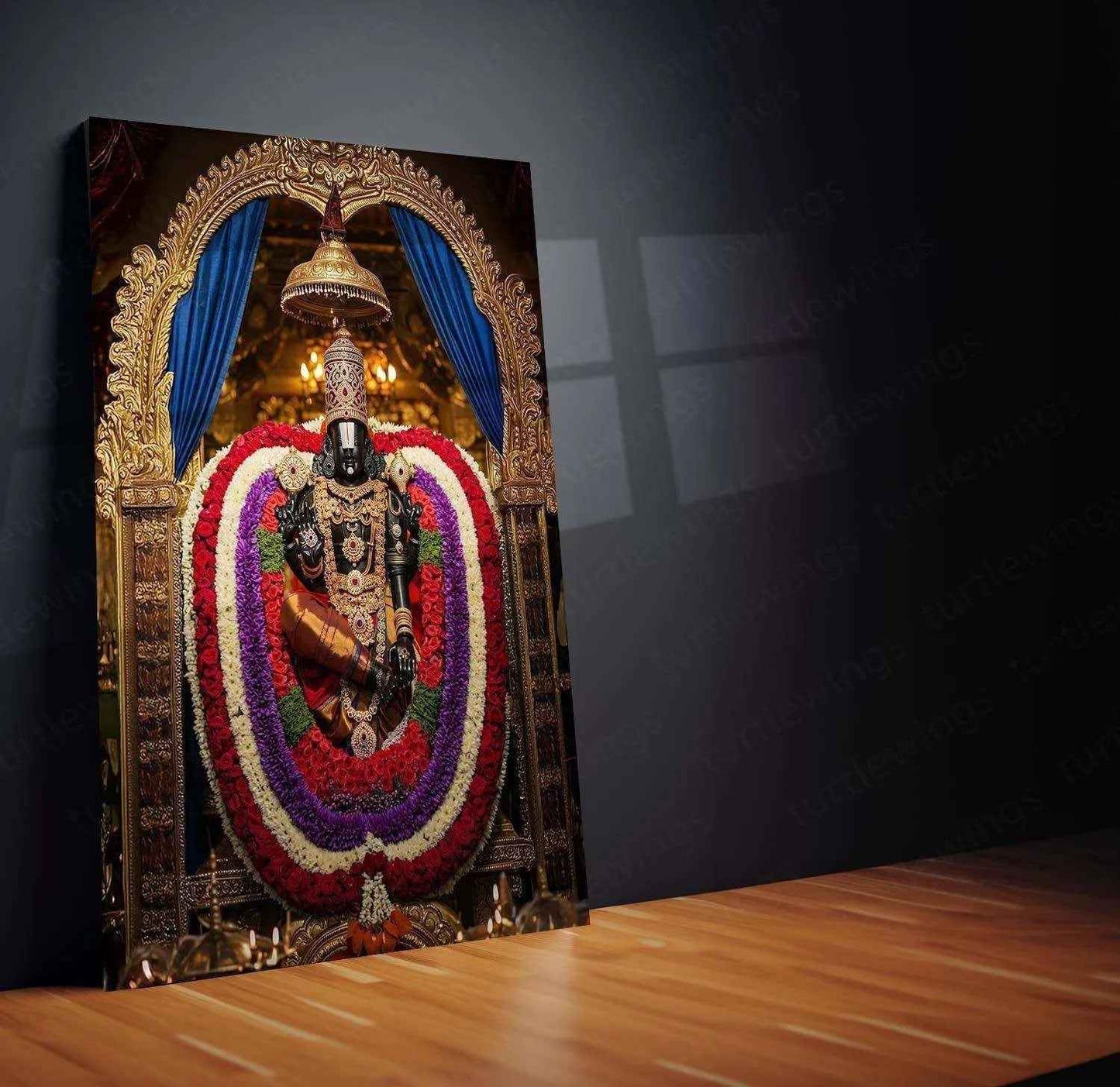 Tirupati Balaji Metal Frame II Divine Wall Art for Spiritual Home Decor - TURTLEWINGS