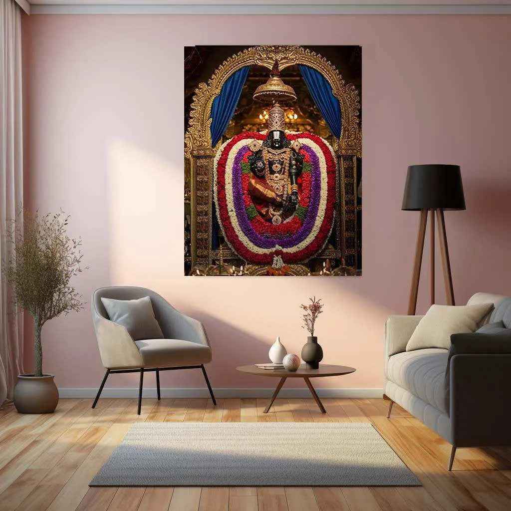 Tirupati Balaji Metal Frame II Divine Wall Art for Spiritual Home Decor - TURTLEWINGS