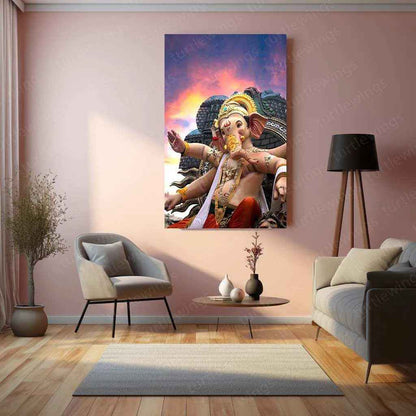 Bappa Metal Poster – Divine Lord Ganesha Wall Art | Hindu Spiritual Decor - TURTLEWINGS