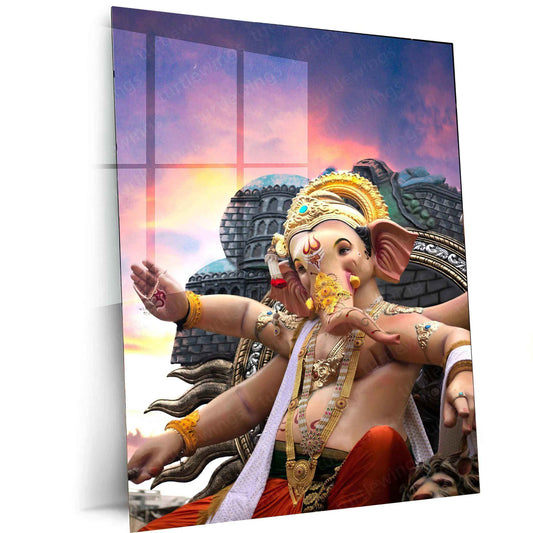 Bappa Metal Poster – Divine Lord Ganesha Wall Art | Hindu Spiritual Decor - TURTLEWINGS
