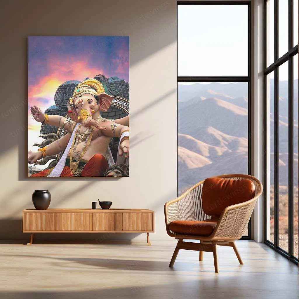 Bappa Metal Poster – Divine Lord Ganesha Wall Art | Hindu Spiritual Decor - TURTLEWINGS