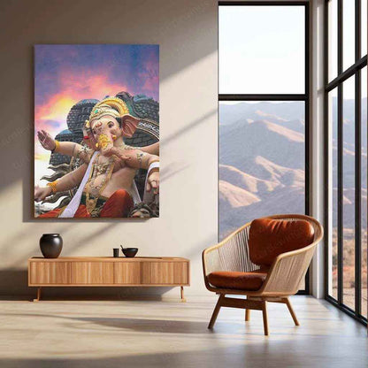 Bappa Metal Poster – Divine Lord Ganesha Wall Art | Hindu Spiritual Decor - TURTLEWINGS