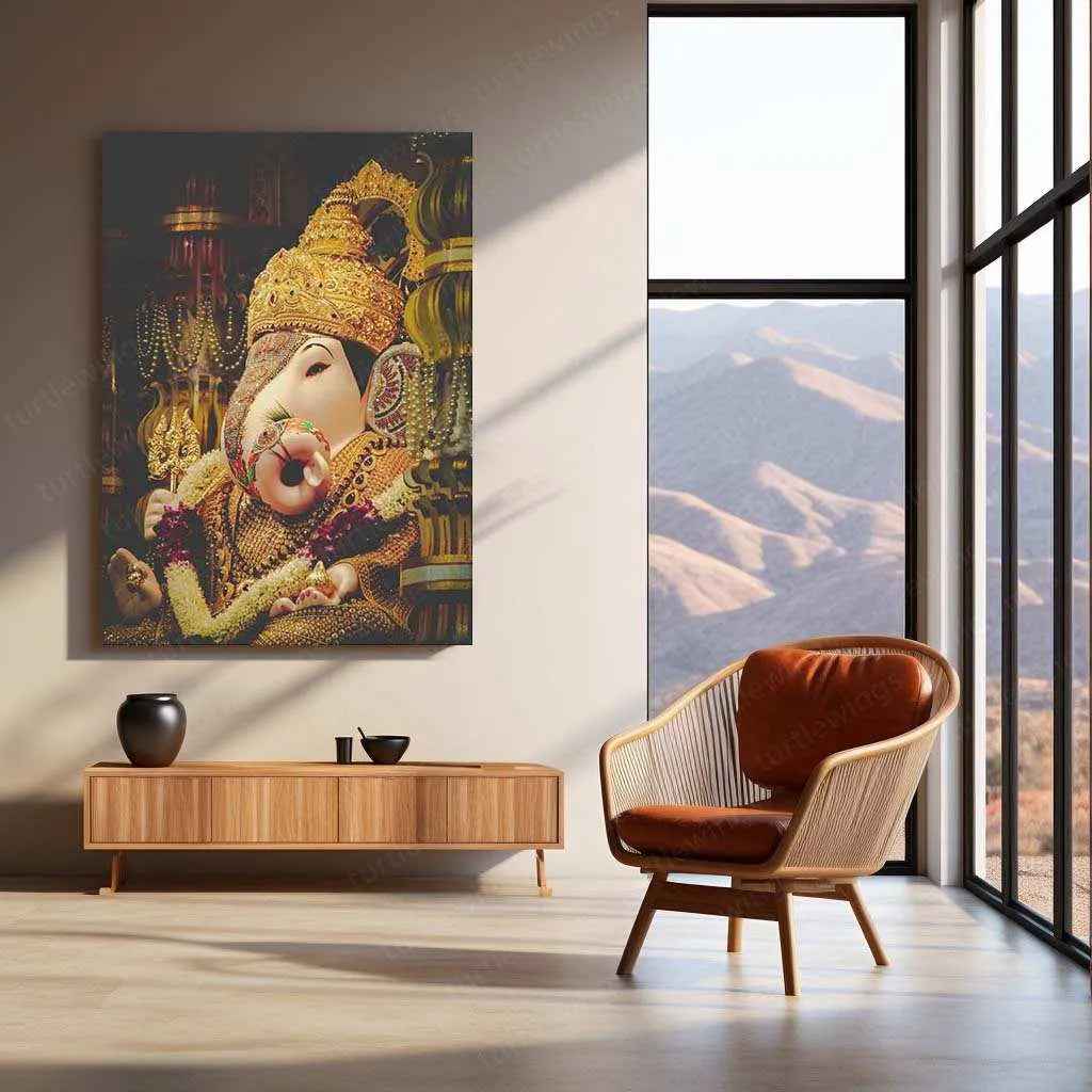 Bappa Metal Poster – Divine Lord Ganesha Wall Art | Hindu Spiritual Decor 2 - TURTLEWINGS