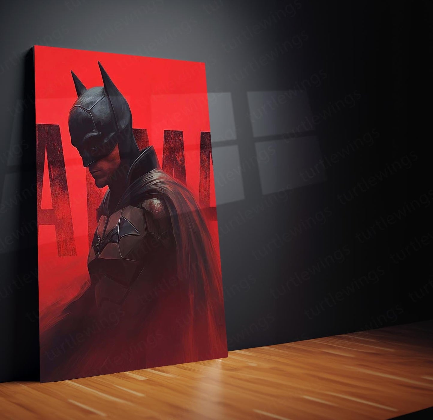 Batman Metal Poster Set of 3 | Dark Knight Red Cinematic Triptych Wall Art