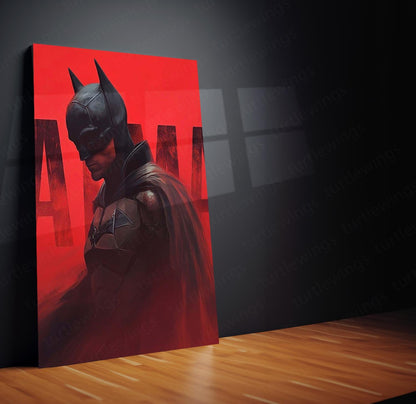 Batman Metal Poster Set of 3 | Dark Knight Red Cinematic Triptych Wall Art