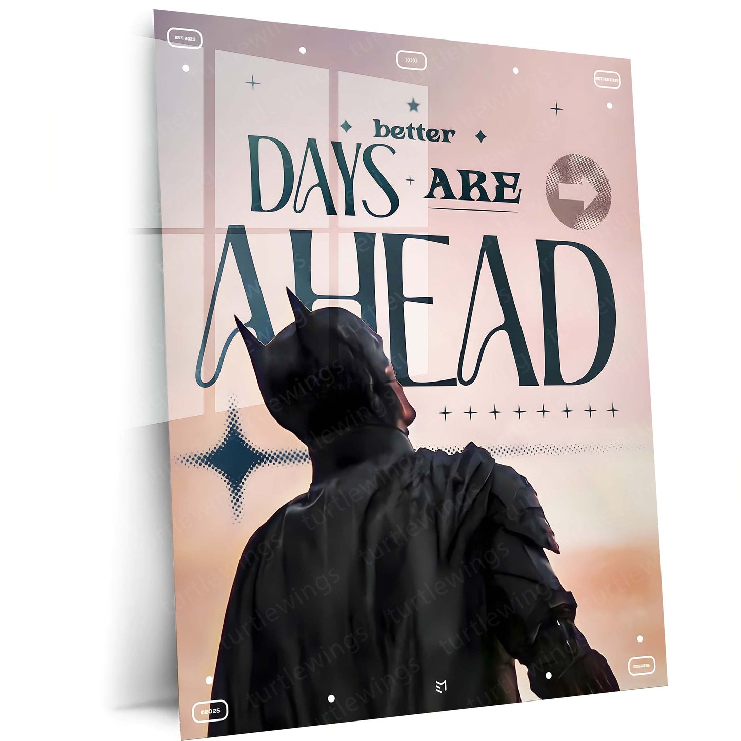 Quote Metal Poster | Batman – Better Days Are Ahead Metal Frame | Motivational Superhero Wall Art | Inspirational Quote Metal Poster