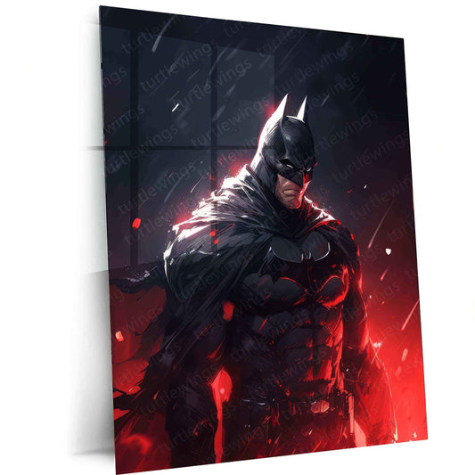 Batman Red Metal Poster – The Dark Knight in Crimson - TURTLEWINGS