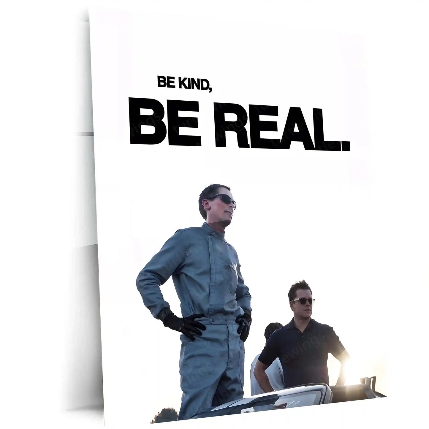 Quote Metal Poster | Ken Miles & Carroll Shelby – Be Kind, Be Real Metal Frame Authentic Racing Mindset Wall Art | Integrity & Brotherhood Quote Metal Poster - TURTLEWINGS 