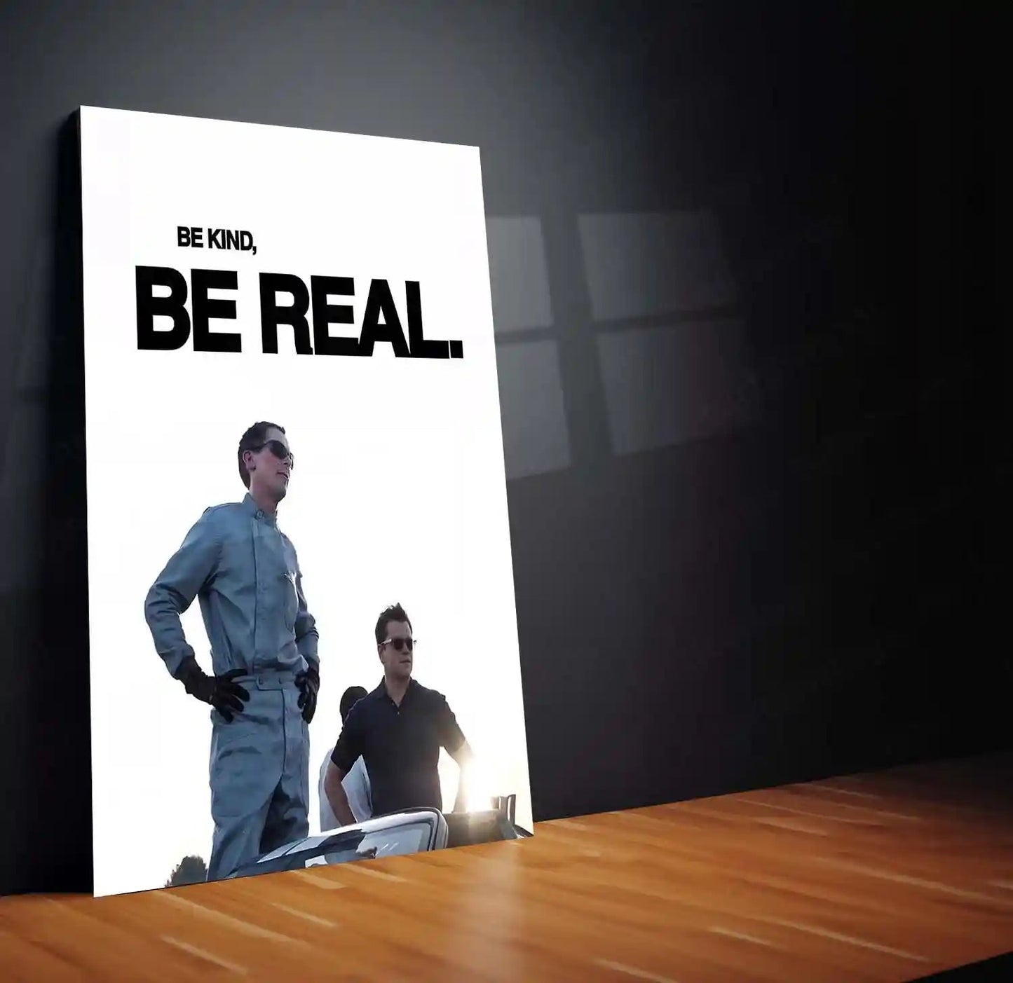 Quote Metal Poster | Ken Miles & Carroll Shelby – Be Kind, Be Real Metal Frame Authentic Racing Mindset Wall Art | Integrity & Brotherhood Quote Metal Poster - TURTLEWINGS 
