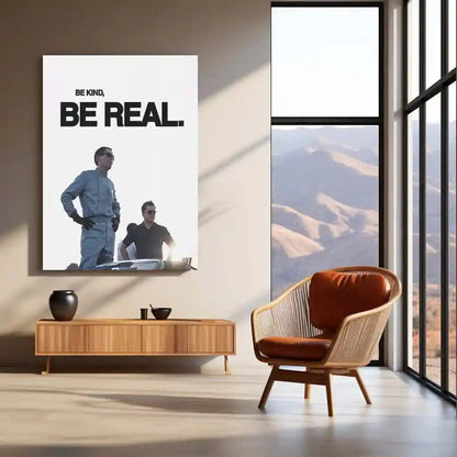 Quote Metal Poster | Ken Miles & Carroll Shelby – Be Kind, Be Real Metal Frame Authentic Racing Mindset Wall Art | Integrity & Brotherhood Quote Metal Poster - TURTLEWINGS 