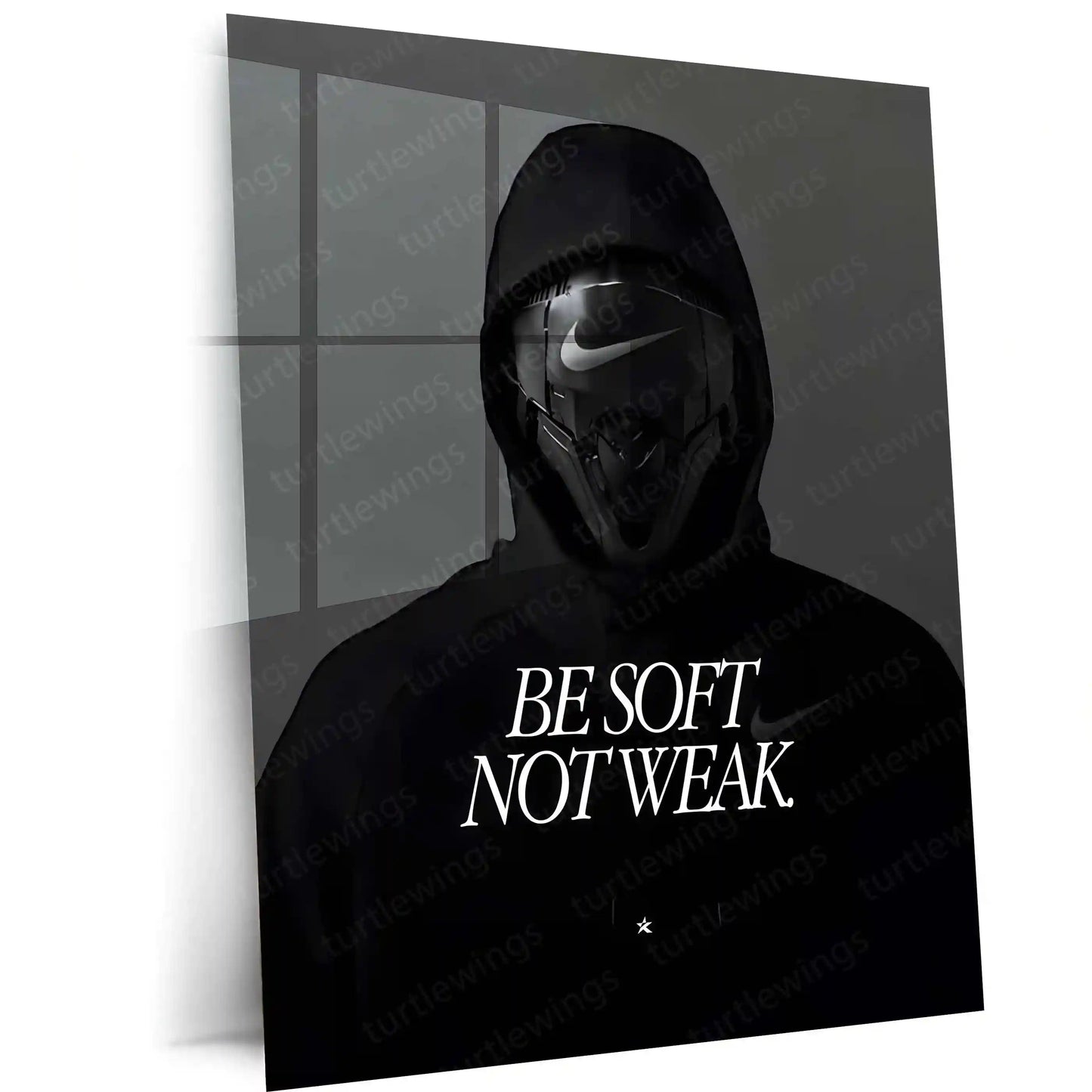 Quote Metal Poster | Be Soft, Not Weak Metal Frame | Minimalist Motivational Quote Wall Art | Premium Metal Poster - TURTLEWINGS 