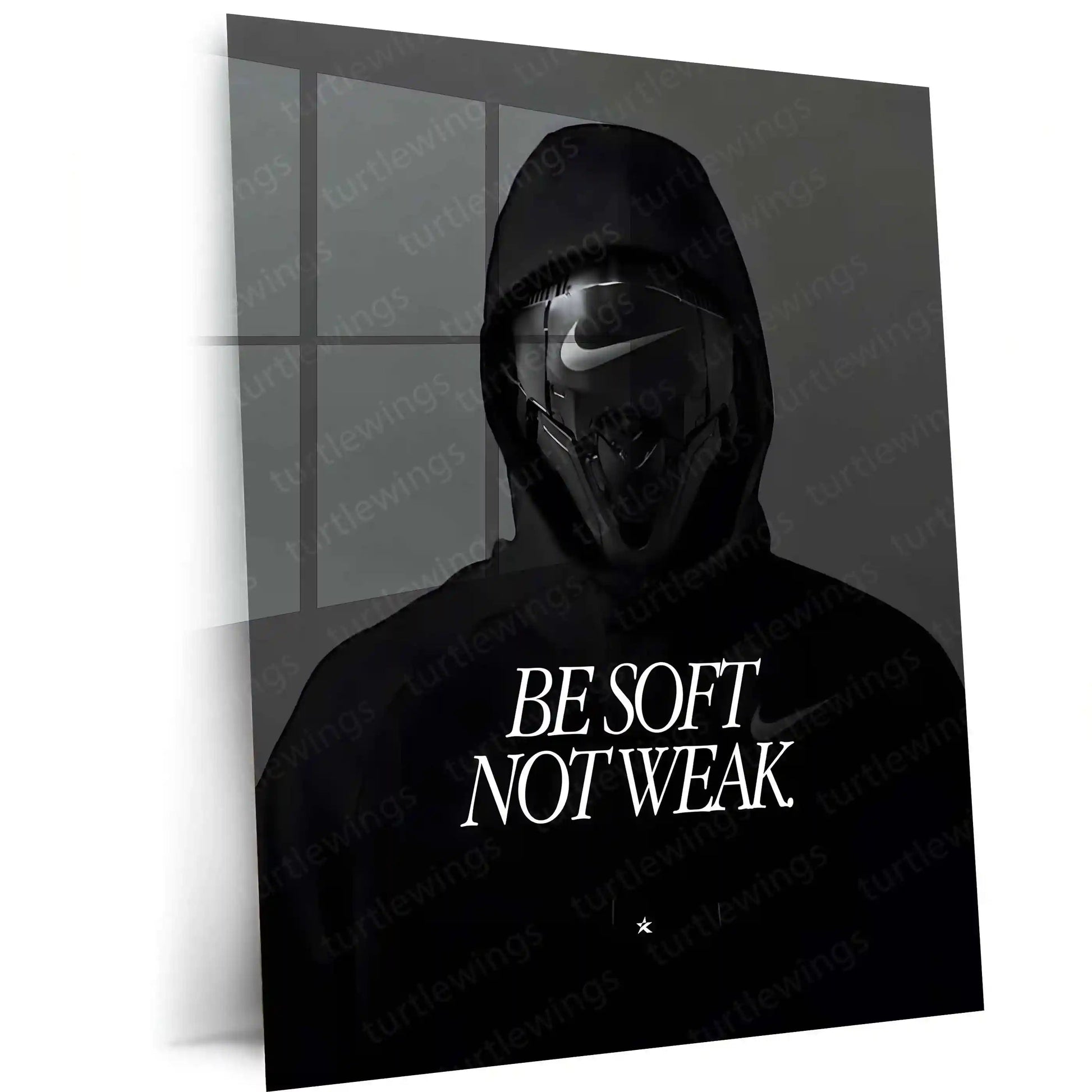 Quote Metal Poster | Be Soft, Not Weak Metal Frame | Minimalist Motivational Quote Wall Art | Premium Metal Poster - TURTLEWINGS 