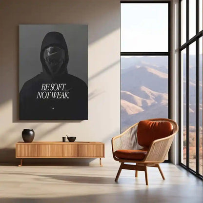 Quote Metal Poster | Be Soft, Not Weak Metal Frame | Minimalist Motivational Quote Wall Art | Premium Metal Poster - TURTLEWINGS 