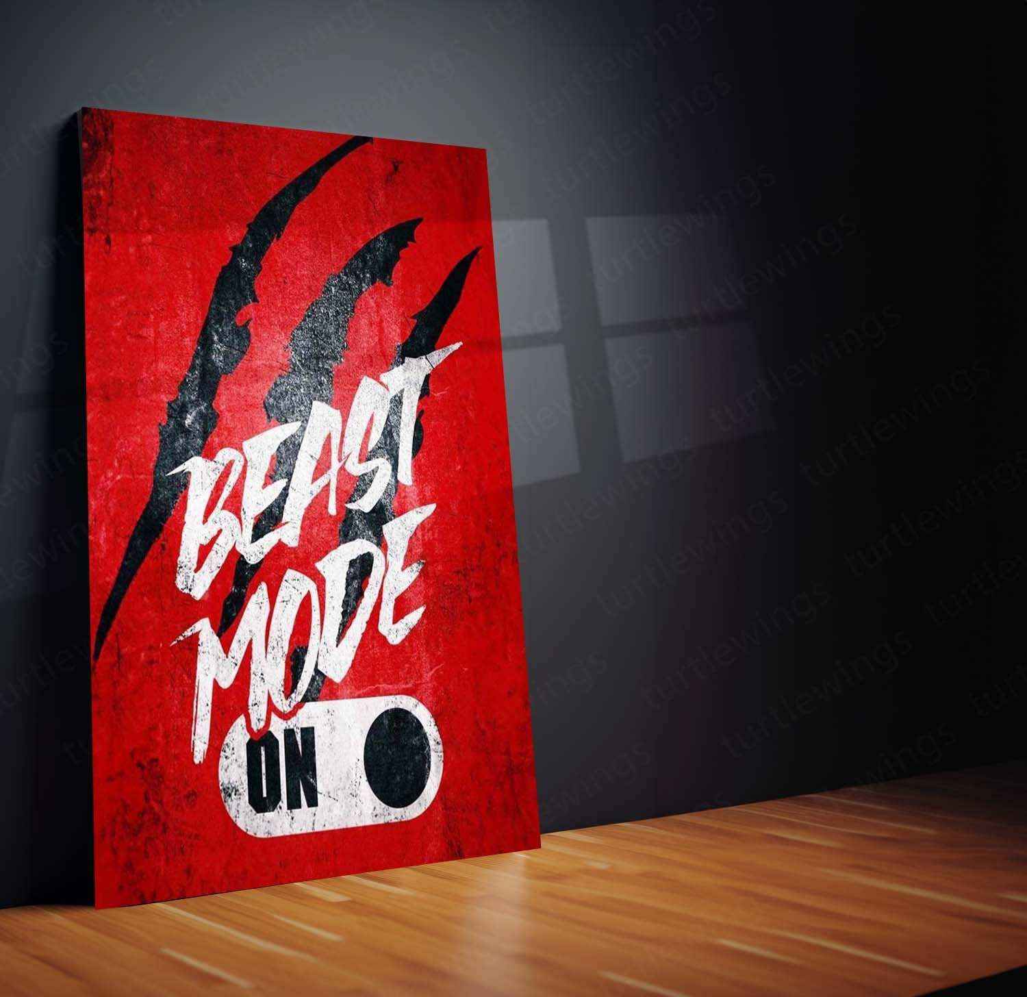 Beast Mode On Metal Poster | Gym Motivation Wall Art | Fitness & Hustle Decor - TURTLEWINGS