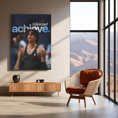 Quote Metal Poster | Ja Morant – Believe and Achieve Metal Frame Relentless Self-Belief & Hustle Mindset Wall Art | Modern NBA Motivation Metal Poster - TURTLEWINGS