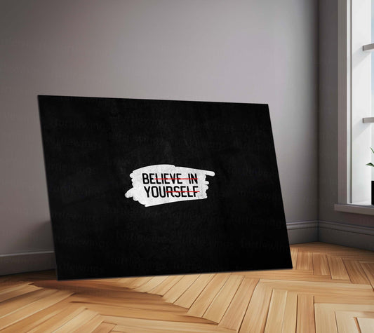 Believe in Yourself – Metal Frame | Motivational Quote Wall Art | Minimal Typography Poster for Daily Inspiration - TURTLEWINGS