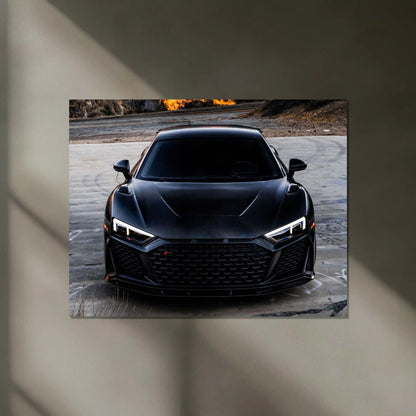 LED | 🖤 Black Audi R8 Neon LED Metal Poster | Luxury Sports Car Wall Art - TURTLEWINGS