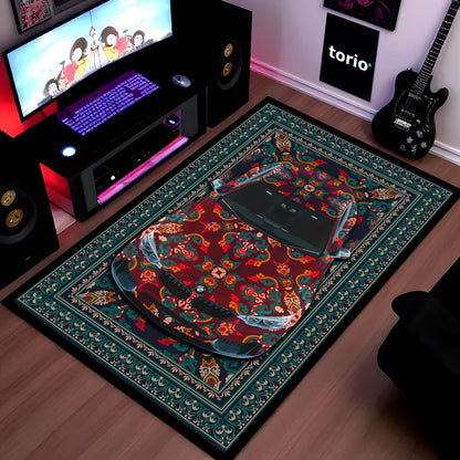 BMW M4 Front View Floor Mat | Persian Red Luxury Sports Coupe Flat Rug | Anti-Slip 3mm Absorbent Automotive Design Mat for Home, Office & Studio