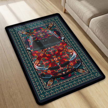 BMW M4 Front View Floor Mat | Persian Red Luxury Sports Coupe Flat Rug | Anti-Slip 3mm Absorbent Automotive Design Mat for Home, Office & Studio