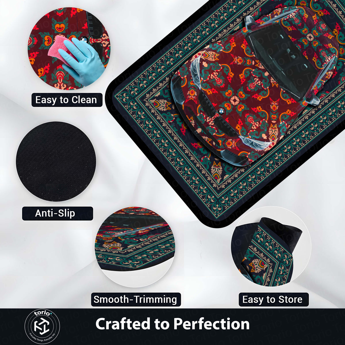 BMW M4 Front View Floor Mat | Persian Red Luxury Sports Coupe Flat Rug | Anti-Slip 3mm Absorbent Automotive Design Mat for Home, Office & Studio