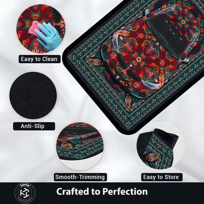 BMW M4 Front View Floor Mat | Persian Red Luxury Sports Coupe Flat Rug | Anti-Slip 3mm Absorbent Automotive Design Mat for Home, Office & Studio
