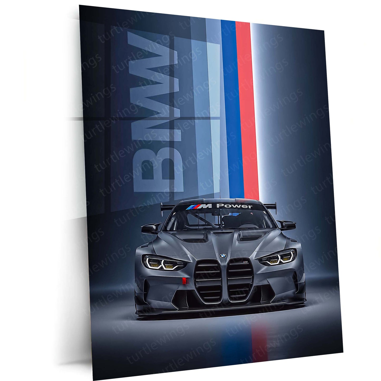 Car Metal Poster | BMW M4 GT3 Metal Poster | BMW M Power Racing Car Wall Art | Premium Motorsport Metal Frame