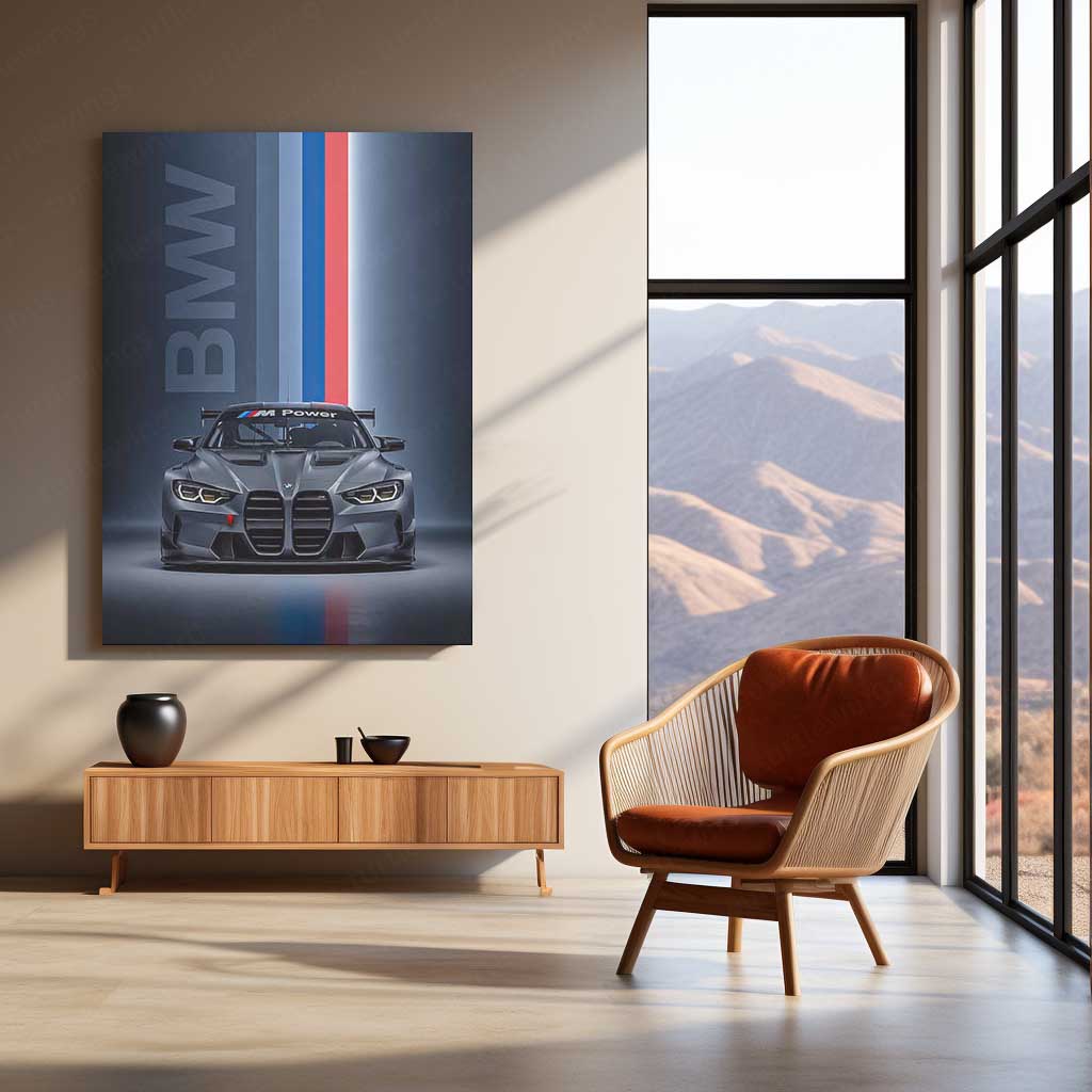 Car Metal Poster | BMW M4 GT3 Metal Poster | BMW M Power Racing Car Wall Art | Premium Motorsport Metal Frame
