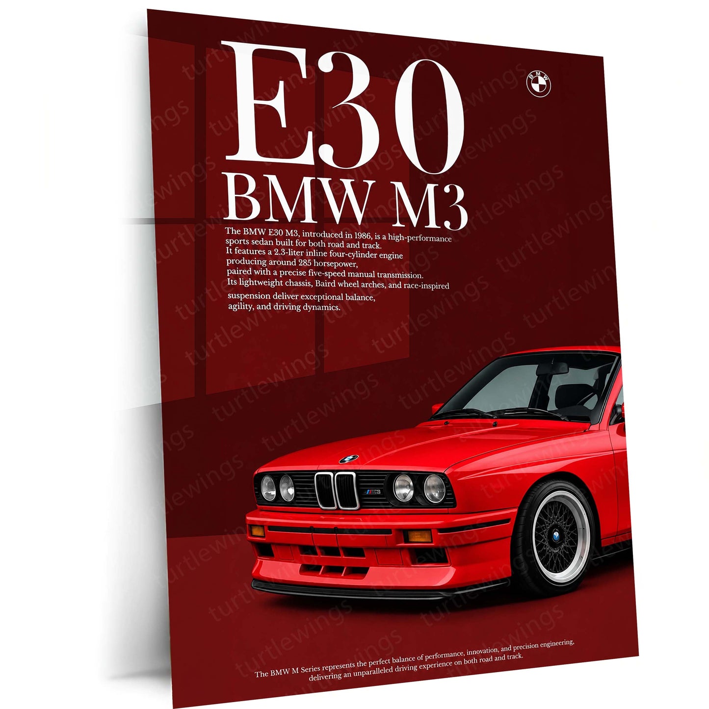 BMW E30 M3 Heritage Metal Poster | Classic Performance Car Wall Art | Premium BMW M Series