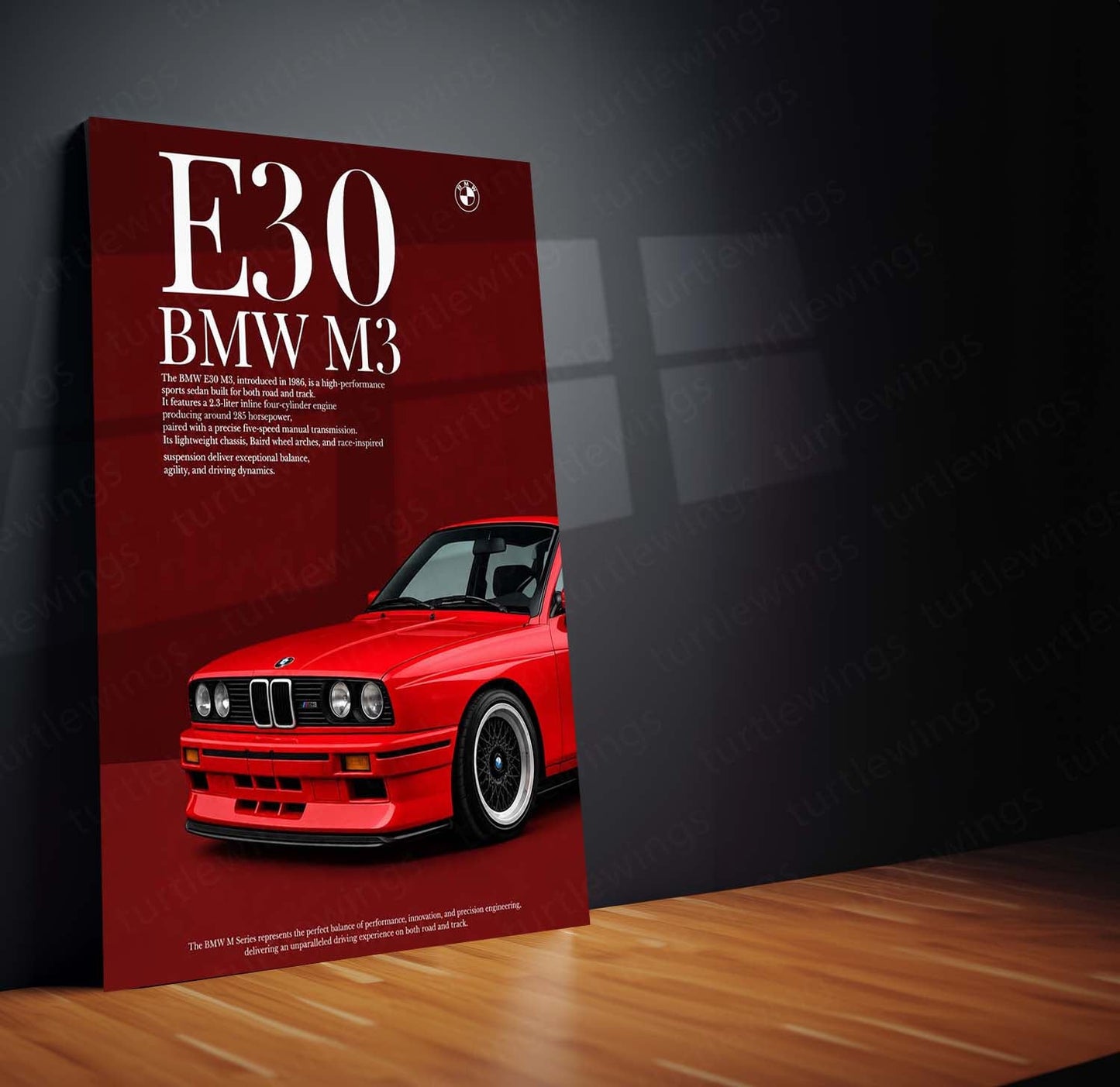BMW E30 M3 Heritage Metal Poster | Classic Performance Car Wall Art | Premium BMW M Series