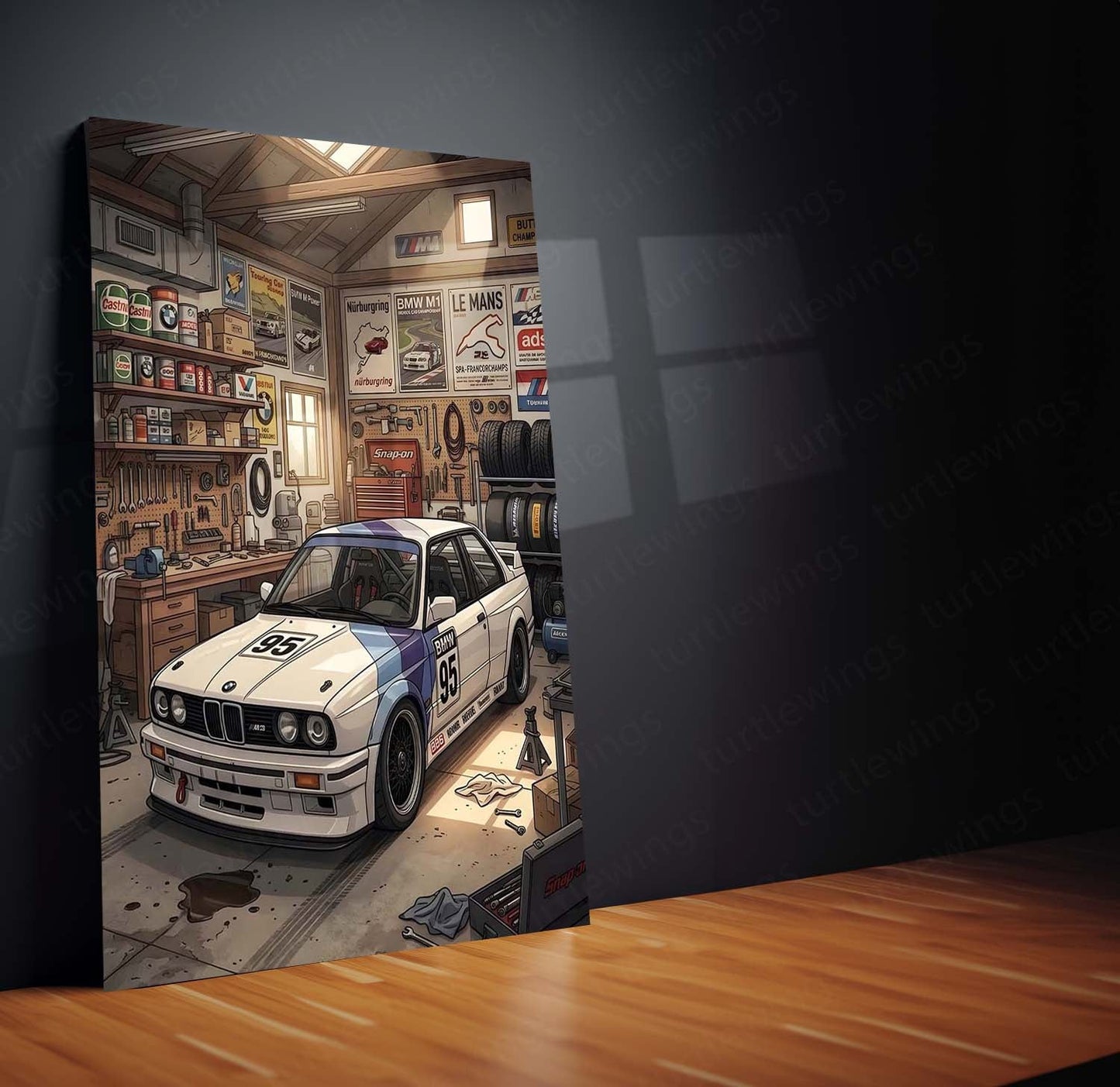 BMW E30 M3 Garage Metal Poster | Classic BMW Workshop Wall Art